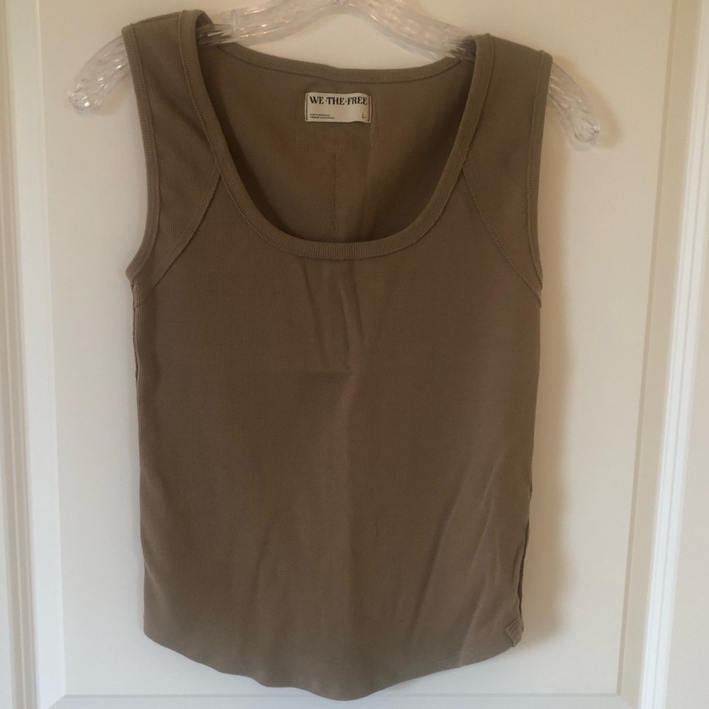 We The Free Olive Green Scoop Neck Tank Top